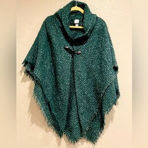 Green Sweater poncho/cape